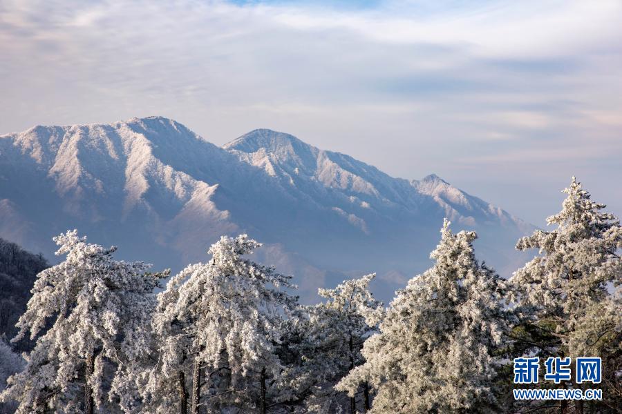 這是11月29日在霍山縣大化坪鎮(zhèn)拍攝的雪景。11月28日，地處大別山腹地的安徽省六安市霍山縣大化坪鎮(zhèn)迎來降雪。雪后的山林銀裝素裹，仿佛童話世界。新華社發(fā)（徐程 攝）